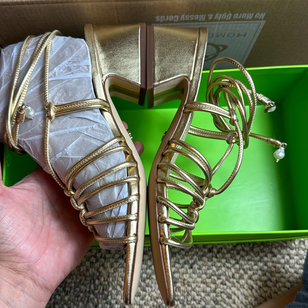 NWTIB - Sam Edelman Women's Westley Sandal, Heeled Sandal, Gold - Size 7 😍😍 - Picture 6 of 10